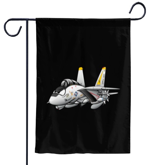 F-14 Tomcat Military Fighter Jet Aircraft Cartoon Garden Flags
