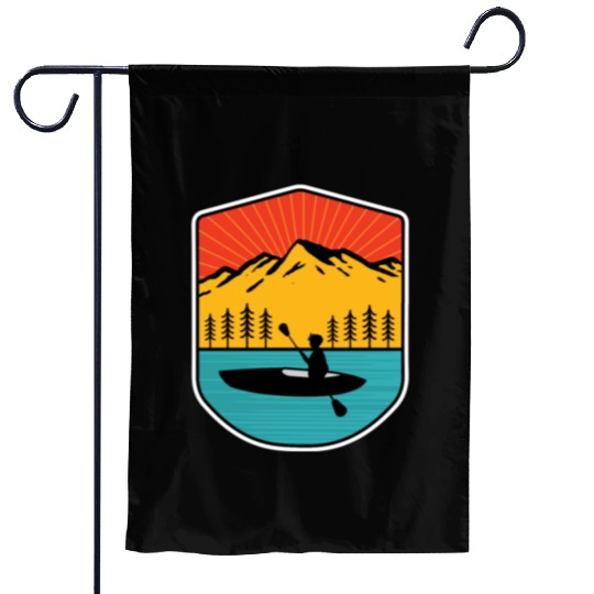 Retro Kayaking Boating Paddling In Lake Tahoe Garden Flags