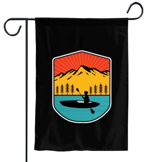 Retro Kayaking Boating Paddling In Lake Tahoe Garden Flags
