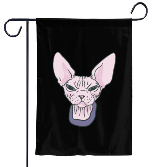 grumpy catpinkGrumpy Sphinx Cat - Purple Garden Flags