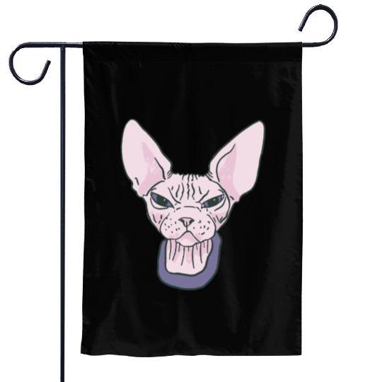 grumpy catpinkGrumpy Sphinx Cat - Purple Garden Flags
