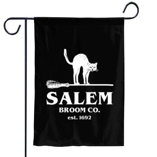 Salem Broom Co Company Halloween Black Cat Witch A Garden Flags