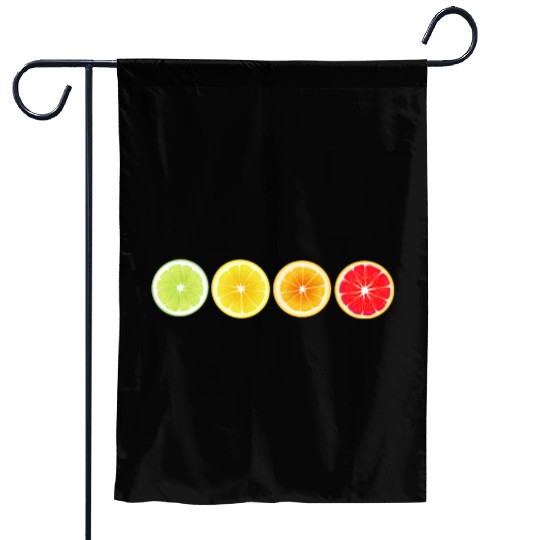 Lime Lemon Orange Vitamin Citrus Wheels of a Garden Flags