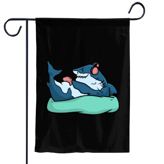 Chilling Blue Shark On A Bean Bag Chair Garden Flags