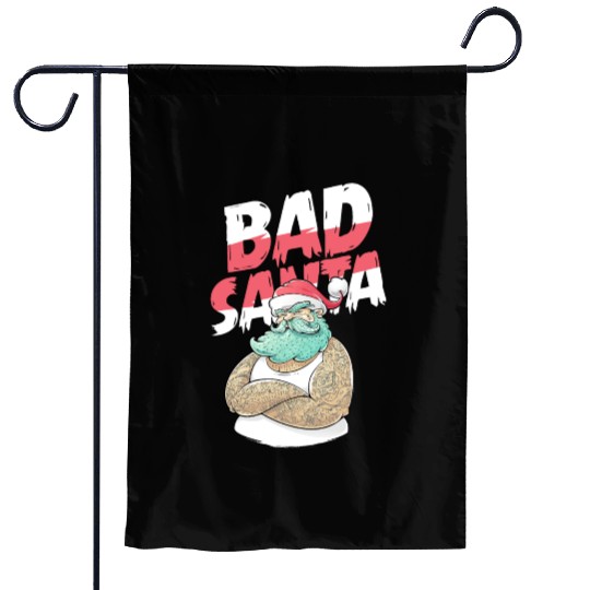 Bad Santa Claus Christmas Tattoo Garden Flags