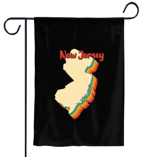 New Jersey Map Outline Vintage Retro Nj Home State Garden Flags