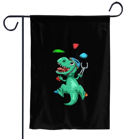 Funny T-Rex Bouldering and Rock Climbing Gift Garden Flags