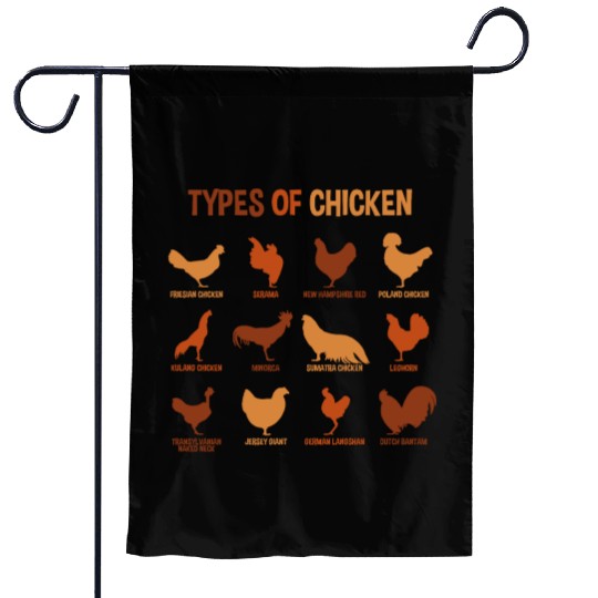 Types of Chickens, Funny Chicken Lover Farmer Garden Flags