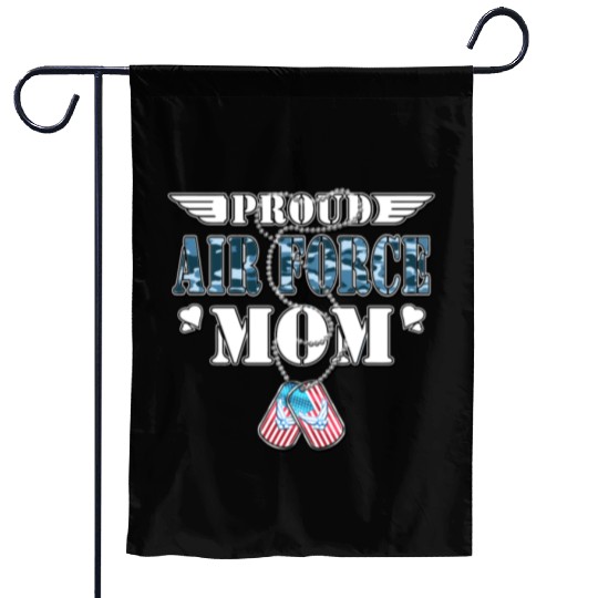 Proud Air Force Mom Us Flag Dog Tags Wings Militar Garden Flags