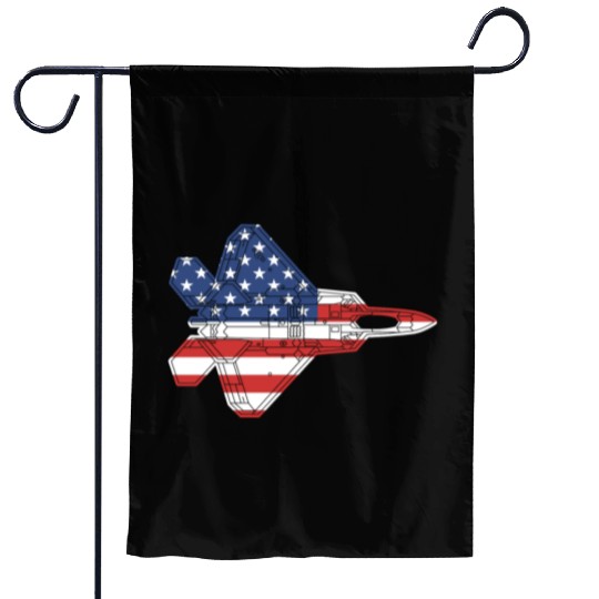 F-22 Raptor Fighter Jet Airplane American Flag F22 Garden Flags