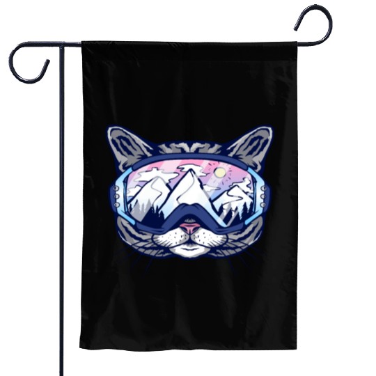 Skiing cat cats snowboard Cat Cats to ski goggles Garden Flags