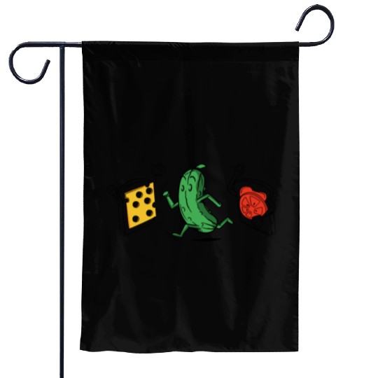Baseball Pickle Runner Tomato Cheese Sandwich Joke Garden Flags