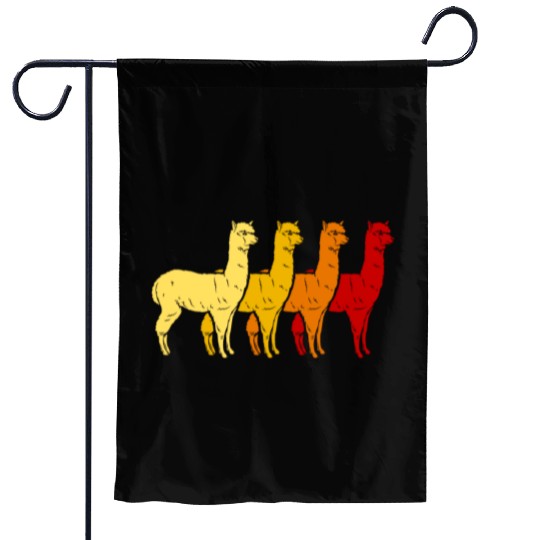 Retro Llama Alpaca Sunset Art Boy Girl Kids Animal Garden Flags