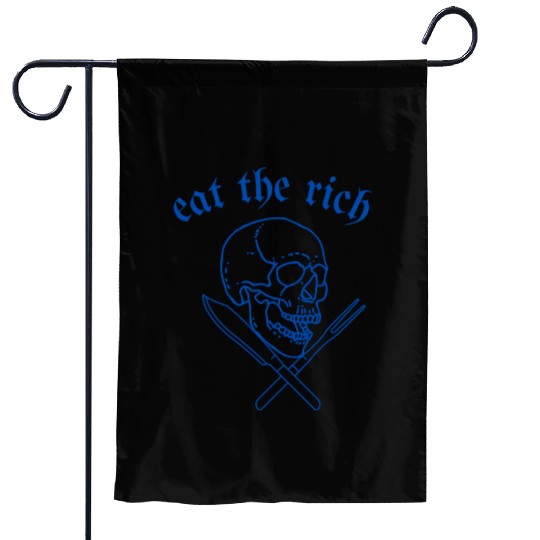 Eat The Rich - Skull and Cross Knives (blue) Garden Flags