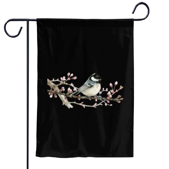 Swamp Tit on A Twig - Garden Birds In Spring Garden Flags