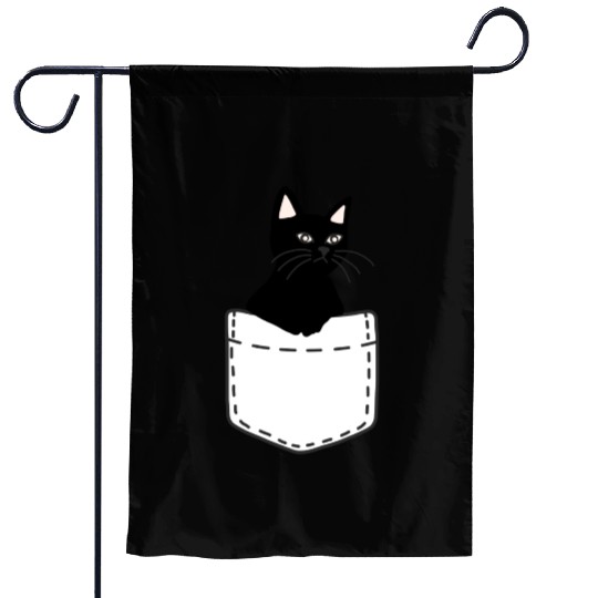 Black Cat In A Pocket Garden Flags