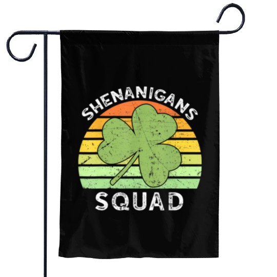 Shenanigans Squad Matching Vintage St Patricks Day Garden Flags