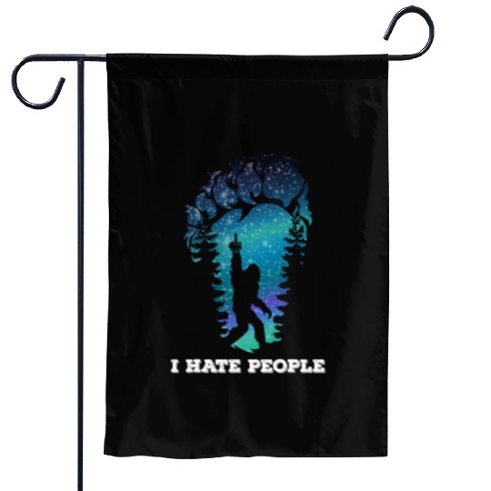 Bigfoot Middle Finger I Hate People Sasquatch Garden Flags