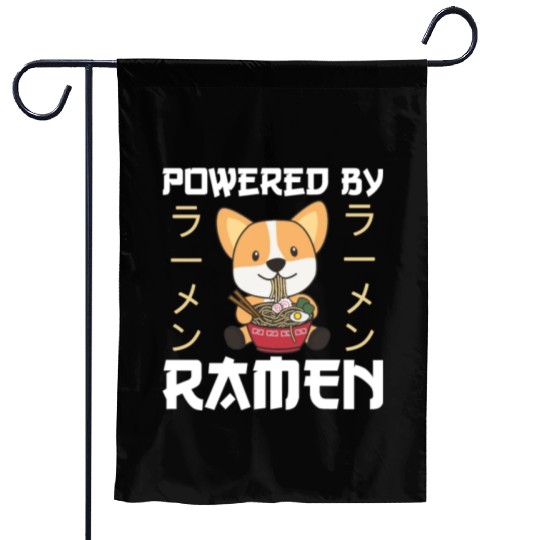 Corgi Powered By Ramen Cute Kawaii Noodle Dogs Garden Flags