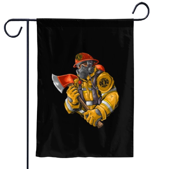 firefighter fire brigade fire station blueish use Garden Flags