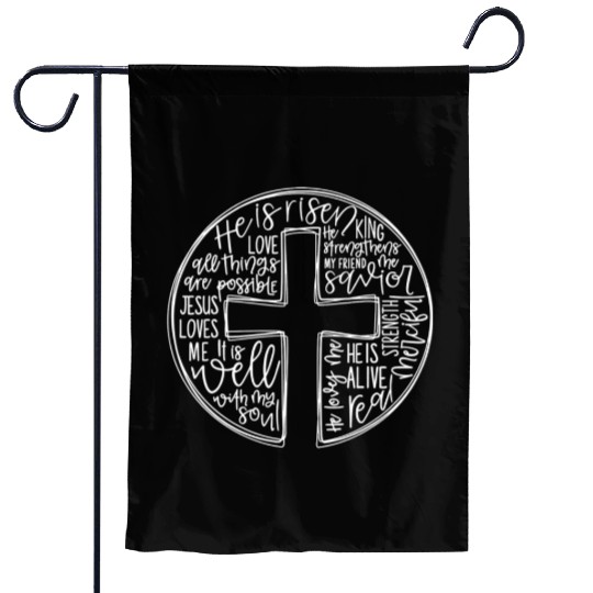 Cross With Words He is Risen Garden Flags