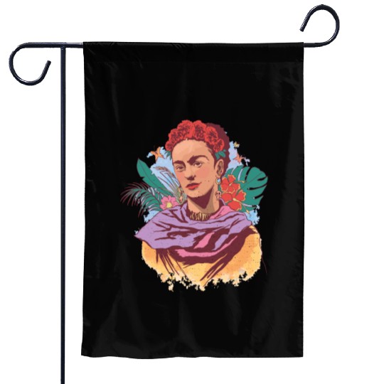FRIDA KAHLO COLOR PORTRAIT Garden Flags
