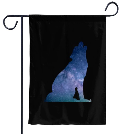 Galaxy Wolf Garden Flags