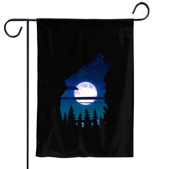 Howling wolf full moon forest howling wild Garden Flags