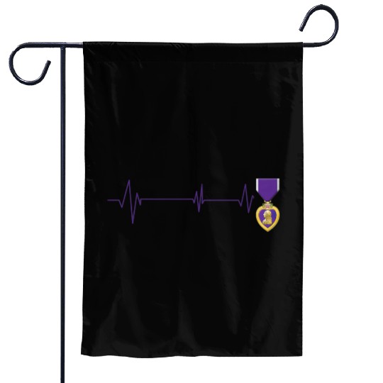 Heart Beats Purple Heart US Military Purple Heart Garden Flags