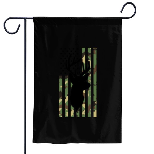 Camouflage American Flag Deer Hunting Garden Flags