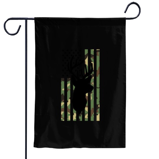 Camouflage American Flag Deer Hunting Garden Flags