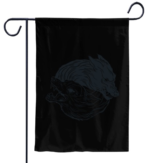 Wolf yin yang meditation philosophy symbol Garden Flags