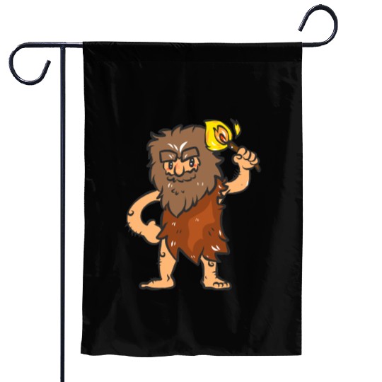 Caveman with Torch Garden Flags