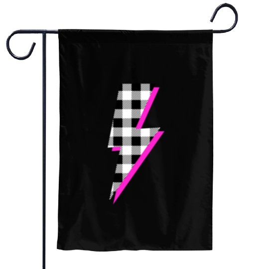 Buffalo Plaid Lightning Bolt Pink Shadow Graphic P Garden Flags