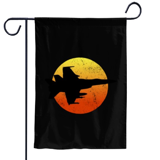 F-18 Hornet Silhouette Retro Sunset Military F18f1 Garden Flags