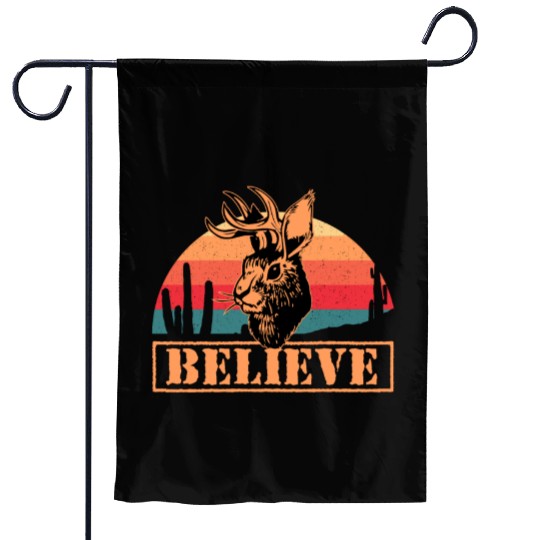 Believe in Jackalope Mythical Animal Jackrabbit Garden Flags