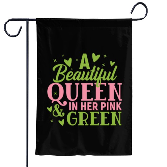 A Beautiful Queen in her Pink and Green | HBCU AKA Garden Flags