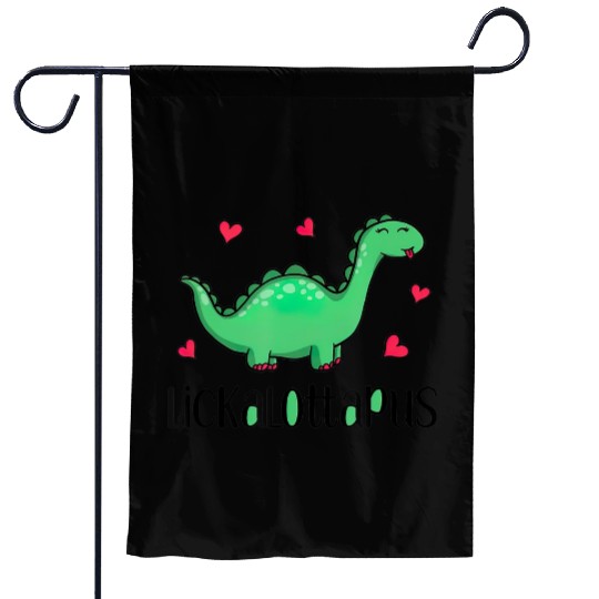 Lickalottapus Dinosaur With Hearts Funny Lesbian Garden Flags