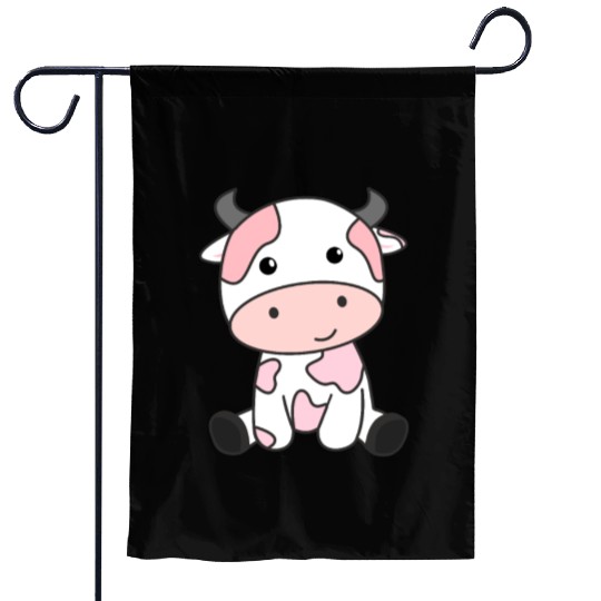 Strawberry Cow Cute Pink Strawberry Cow Kawaii Garden Flags