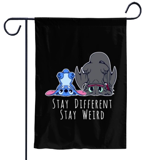 Stay Different Stay Weird Toothless And Stitch Garden Flags
