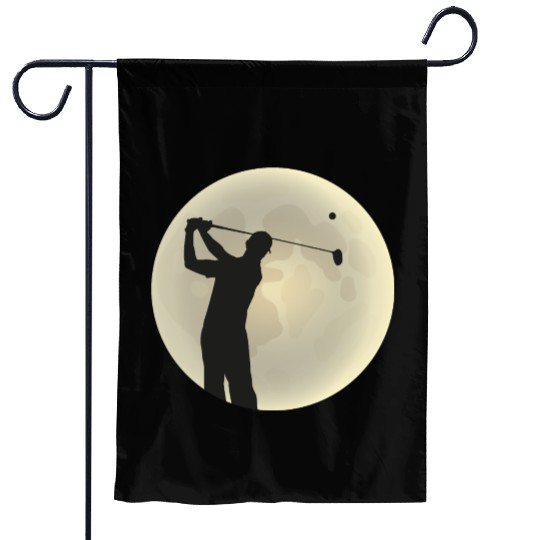Golfer Silhouette Golf Golfer Moon Full Moon Garden Flags