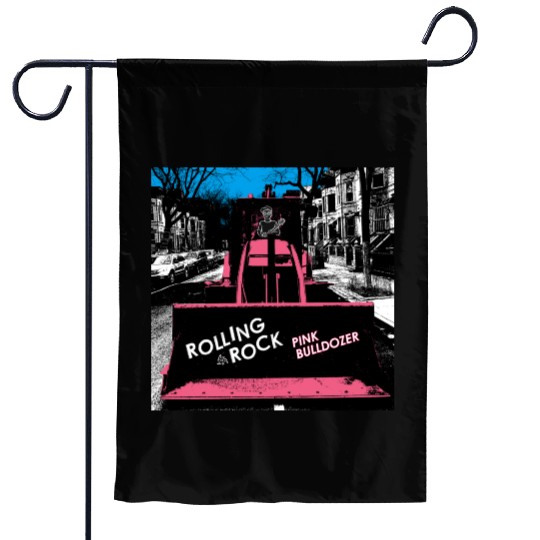Pink Bulldozer / Rolling Rock Garden Flags