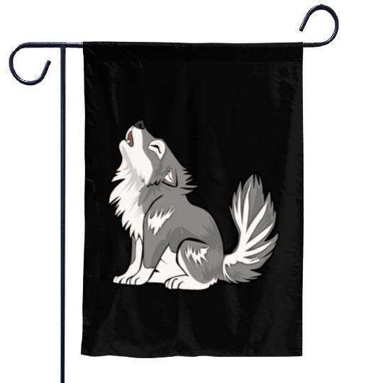 Cute Baby Howling Wolf Cub Gifts Animals Lover Garden Flags