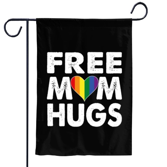 Free Mom Hugs Pride LGBTQ Rainbow Heart Garden Flags