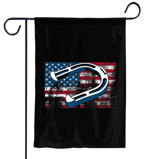 Cool Horseshoe Pitching USA Flag Funny US Pitcher Garden Flags