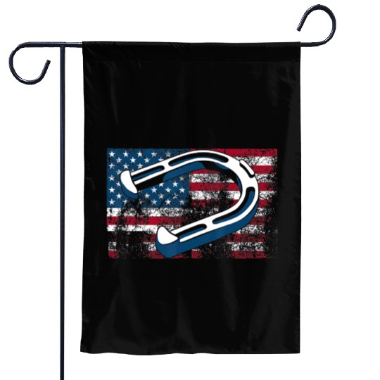 Cool Horseshoe Pitching USA Flag Funny US Pitcher Garden Flags