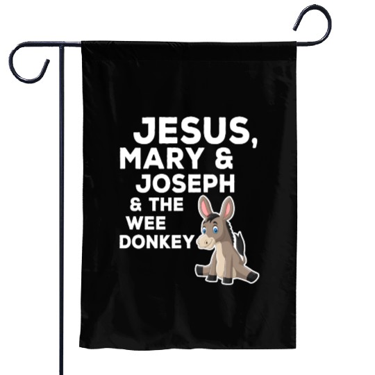 Jesus Mary and Joseph and the Wee Donkey Garden Flags