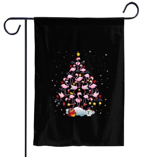 Flamingo Christmas Tree Funny Flamingo Lover Xmas Garden Flags