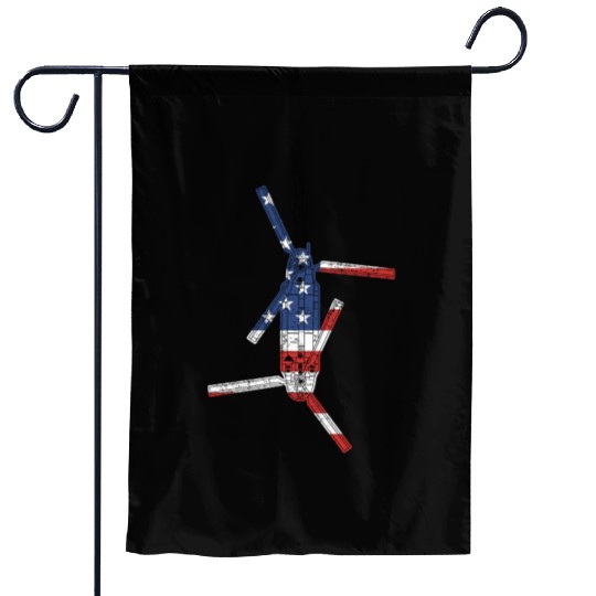 CH47 Chinook Military Helicopter American Flag Garden Flags