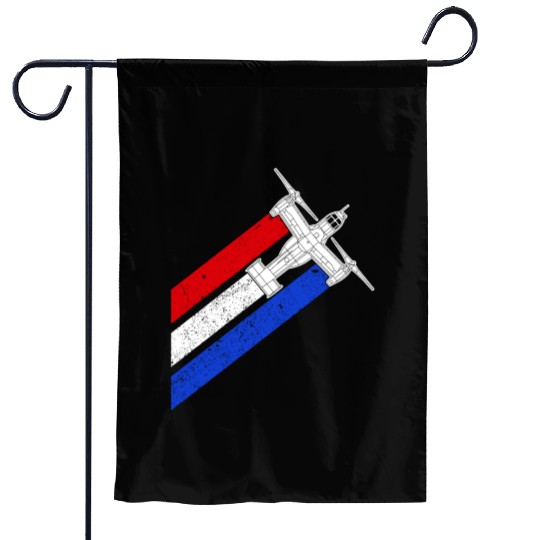 V-22 Osprey Helicopter Red White Blue Contrails Garden Flags